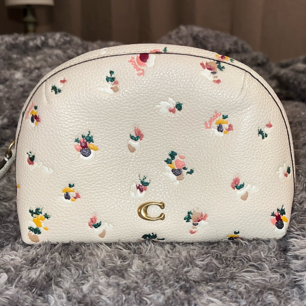 Coach Julienne Cosmetic Case 17 With Paint Dab Floral Print